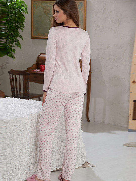 Sevim Winter Damen Pyjama-Set Rosa