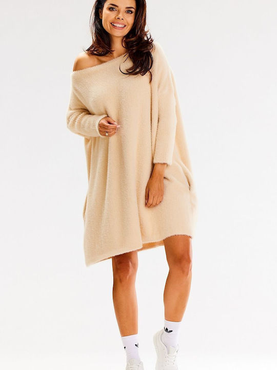 Awama Mini Dress Knitted Beige