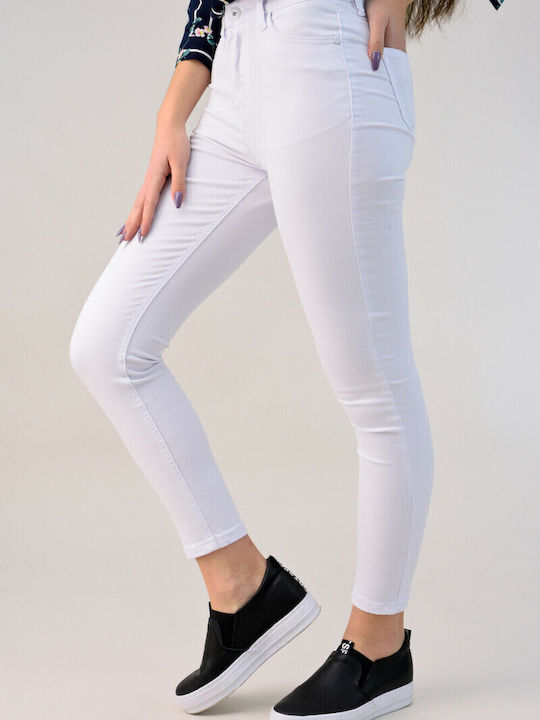 Hoch tailliert Damenjeans in Enger Passform White