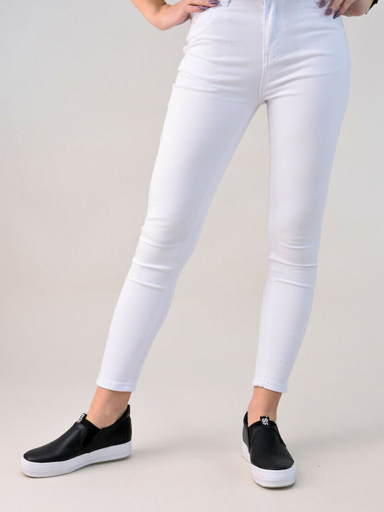 Hoch tailliert Damenjeans in Enger Passform White