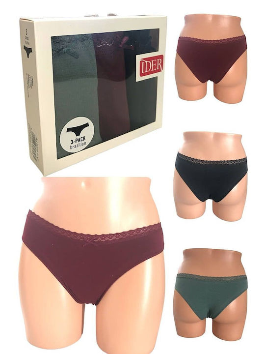 IDER Cotton Women's Brazil 3Pack Cypress green/Bordeaux/Black