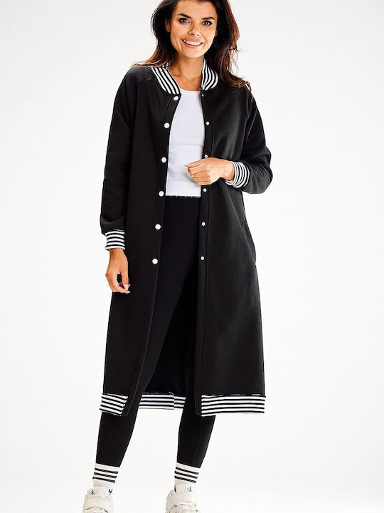 Awama Women's Long Cardigan BLACK