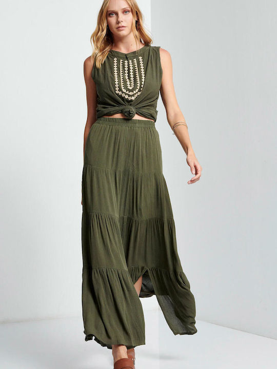 Bill Cost Maxi Skirt in Green color