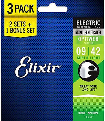 Elixir Set of Nickel Plated Steel Strings for Bass / Electric Guitar Optiweb