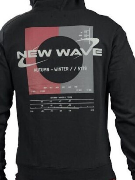 New Wave Men's Sweatshirt with Hood Black