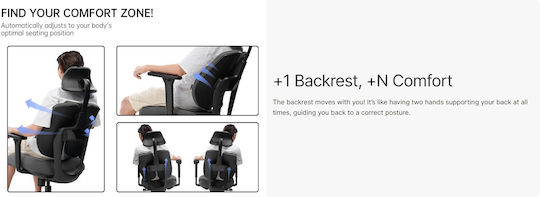 Eureka Ergonomic Офис стол с Бели Подлакътници