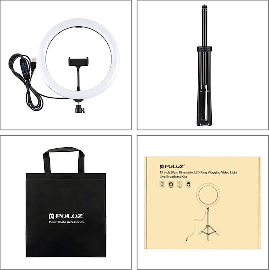 Puluz Ring Light 30cm with Floor Tripod and Mobile Phone Holder