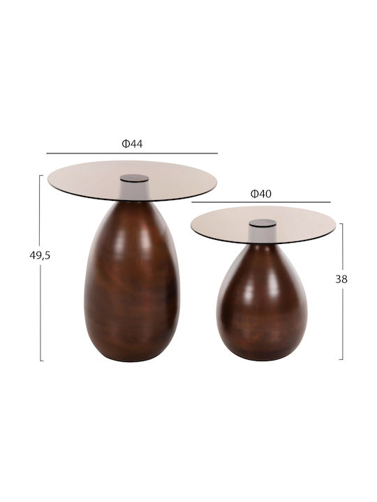 Round Side Table Regen Glass Bronze 2pcs L44xW44xH49.5cm