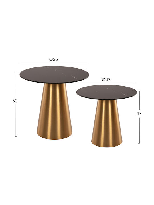 Rengi Round Metal Side Table Gold-Black L56xW56xH52cm