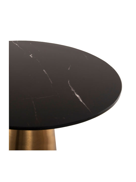 Masă Laterală Rotundă Rengi Metalică Auriu-Negru 2 Buc M56xL56xÎ52cm