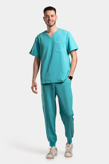 Dr. Scrub Ανδρική Ιατρική Μπλούζα Τιρκουάζ