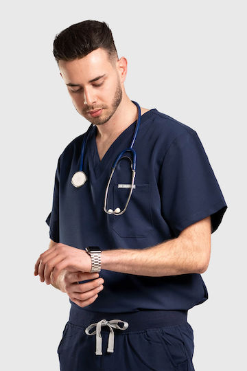 Dr. Scrub Men's Navy Blue Medical Blouse
