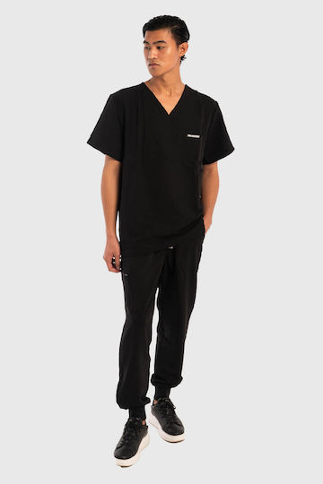 Dr. Scrub Ανδρική Ιατρική Μπλούζα Μαύρη