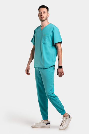 Dr. Scrub Ανδρική Ιατρική Μπλούζα Τιρκουάζ