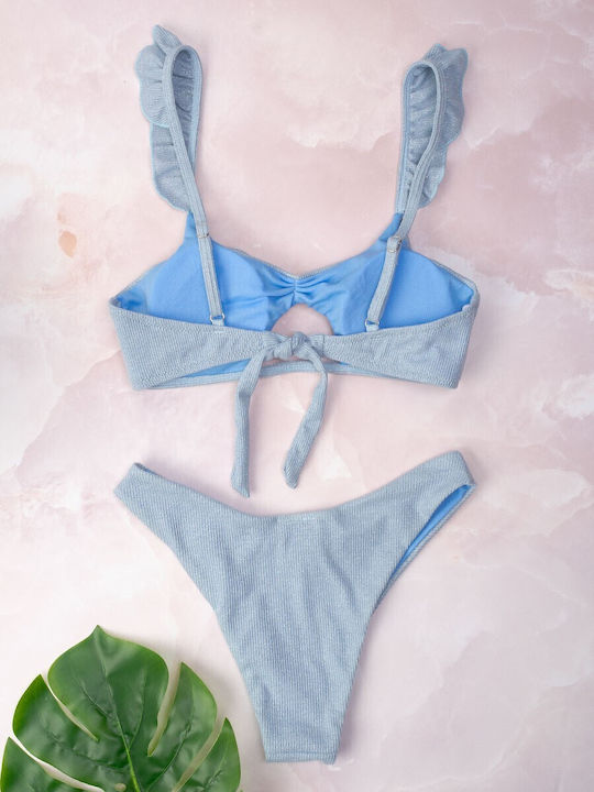 The Lady Bikini Set Triangle Top & Slip Bottom Blue