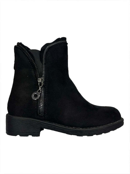 Ustyle Kids Suede Boots with Zipper Black