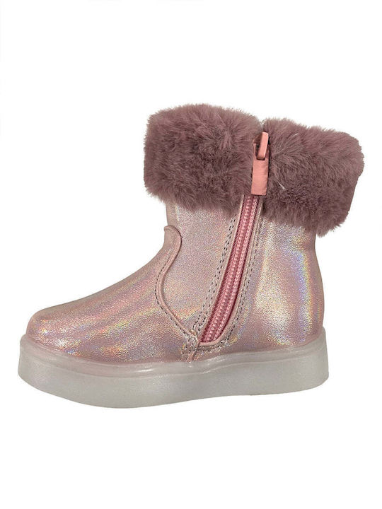 Ustyle Kids Boots with Zipper & Lights Pink