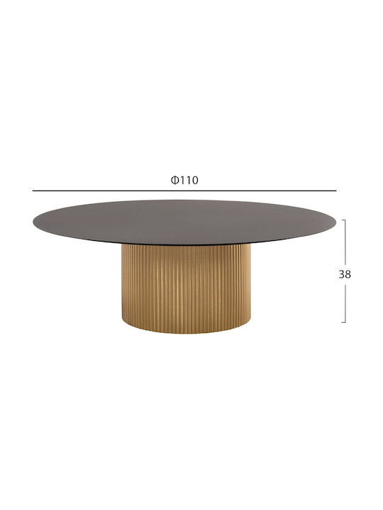 Rundes Zentral Kaffeetisch Clad Metall Gold & Schwarz M110xL110xH38cm