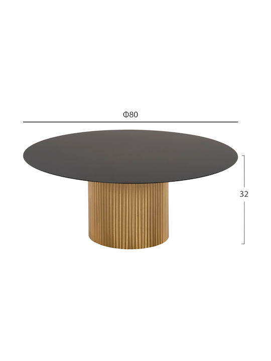 Round Coffee Table Clad Gold & Black L80xW80xH32cm