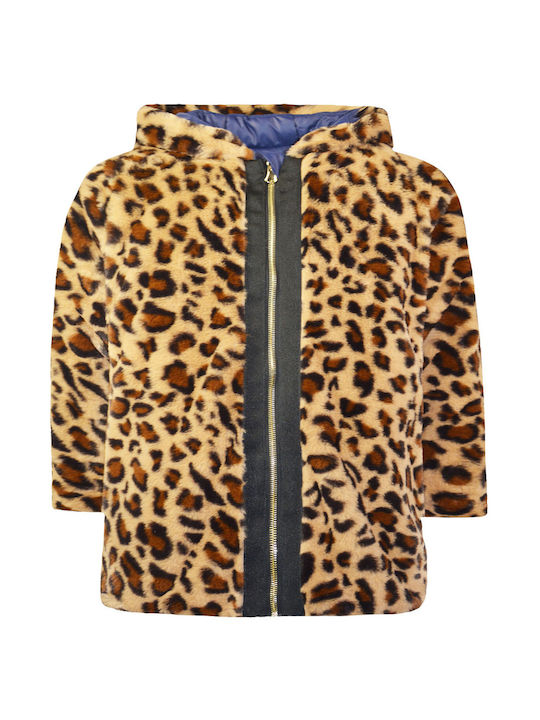 Energiers Kids Fur Coat Short Double Sided with Hood "MAREN