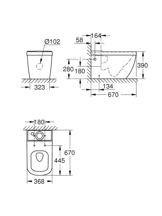 Grohe Euro Ceramic Toaletă de podea Fără capac Albă