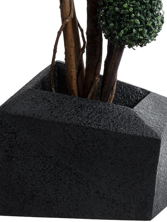 GloboStar Artificial Garden Camden Übertopf Polyester Schwarz mit Gestell 49x49x44εκ.