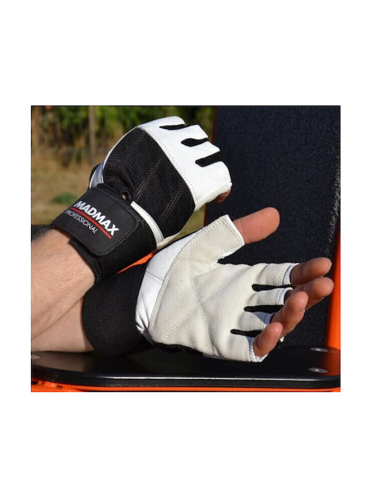 MadMax Professional MFG-269 MFG269-White Men's Gym Sports Gloves White/Black White