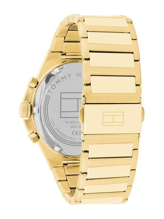 Tommy Hilfiger Horloge Мъжки Часовник 46mm На Батерия Със Златист Неръждаем Стоманен Гривна