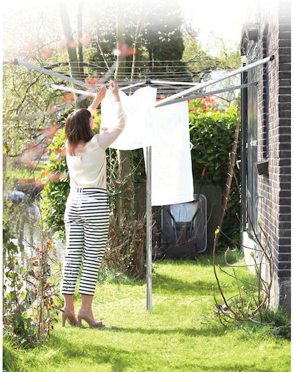 Brabantia Topspinner Folding Floor Clothes Drying Rack for Garden Metallic with Hanging Length 50m