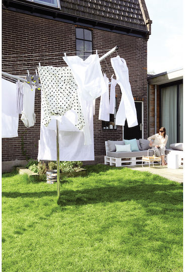 Brabantia Topspinner Folding Floor Clothes Drying Rack for Garden Metallic with Hanging Length 50m