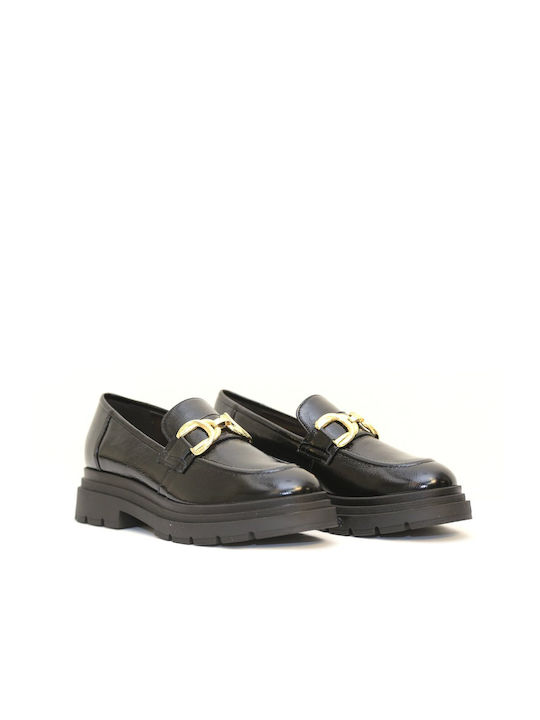 Fardoulis Patent Leather Women's Loafers in Black Color