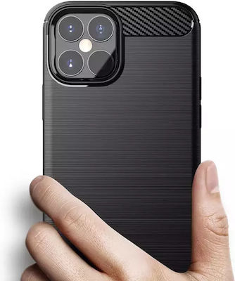 Hurtel Carbon Umschlag Rückseite Silikon Schwarz (iPhone 12 mini)