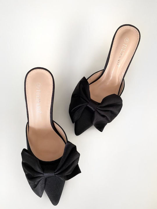 DOT Thin Heel Mules Black