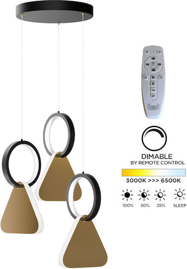 Alphab2b Symmetric 1f LED Κρεμαστό Φωτιστικό Χρυσό 25x120εκ.