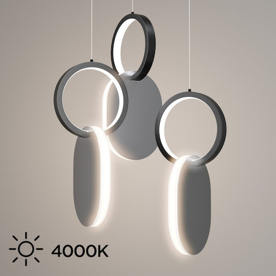 Alphab2b Symmetric 1g Κρεμαστό Φωτιστικό Ασημί LED με Φυσικό Λευκό Φως 25x120x120εκ.