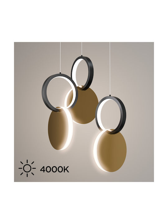 Alphab2b Symmetric 1e Black LED Pendant Ceiling Light With Natural White Light 25x120x120cm