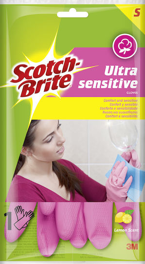 Scotch Brite Ζεύγος Γαντιών Καθαριότητας Πλαστικά Small Ροζ