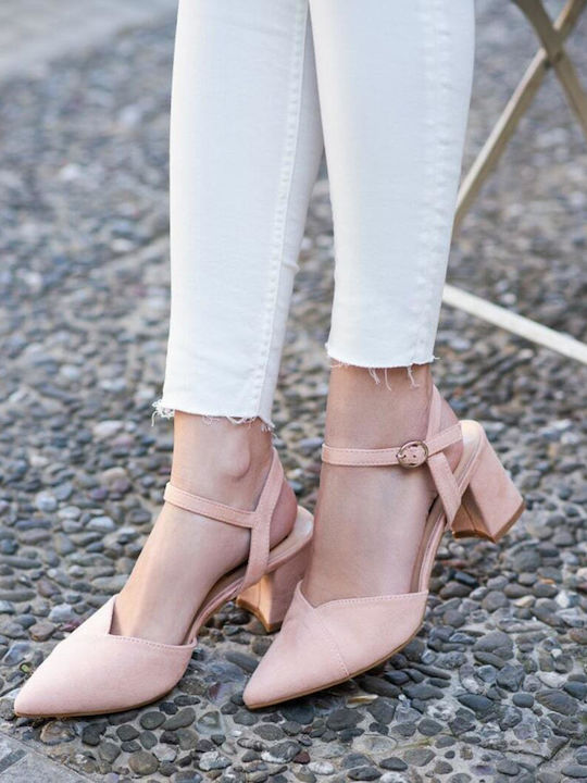 IQ Shoes Suede Pink Medium Heels