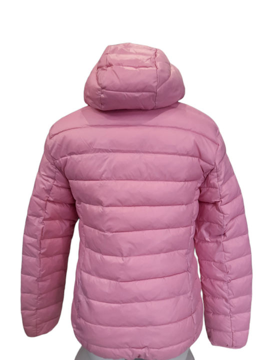 Kurz Damen Puffer Jacke für Winter Pink