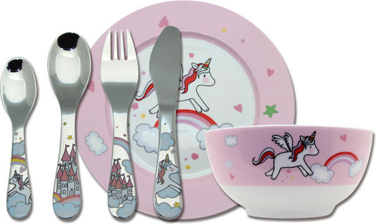 Cryspo Trio Σετ Φαγητού Unicorn από Πορσελάνη Πολύχρωμο 6τμχ