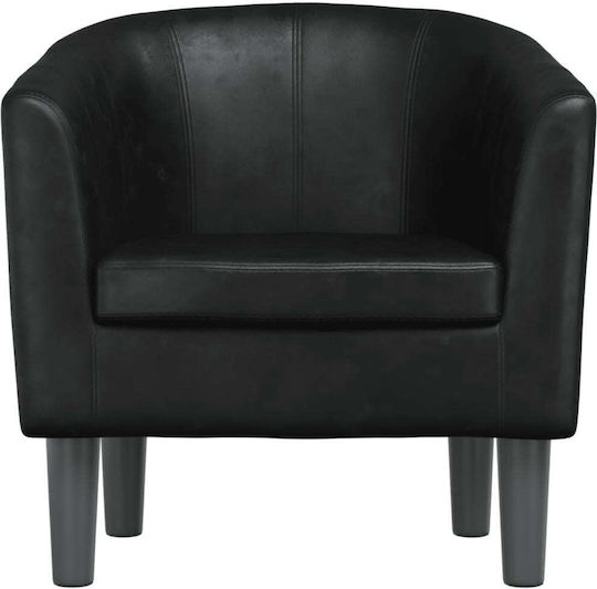 Barrel Sessel aus Kunstleder Black Velvet-Black Metal 70x56x68cm