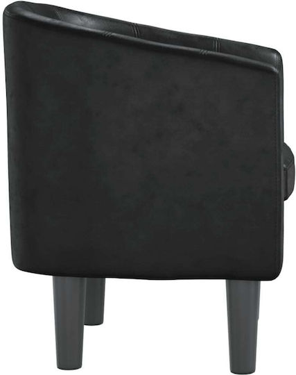 Barrel Sessel aus Kunstleder Black Velvet-Black Metal 70x56x68cm