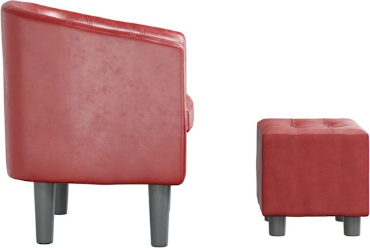 Barrel Sessel mit Fußhocker aus Kunstleder Bordeaux 70x56x68cm