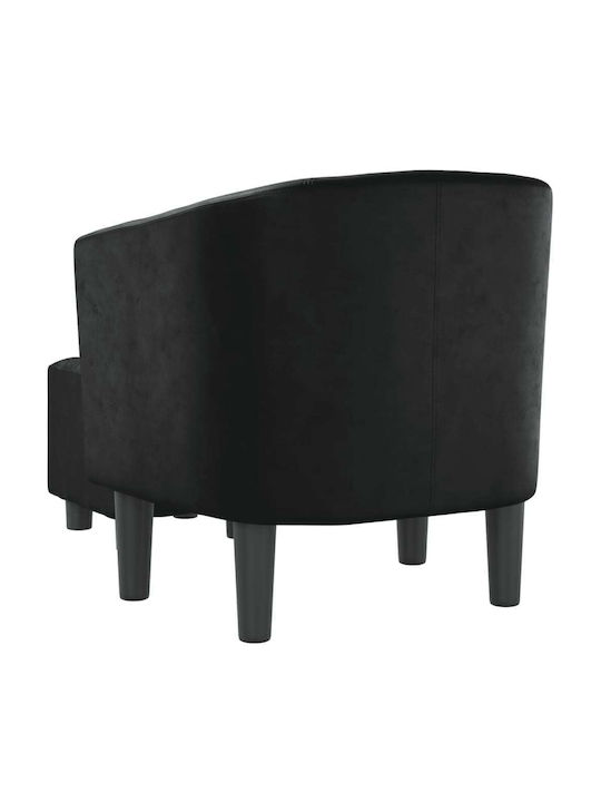 Barrel Armchair with Footstool from Leatherette Black 70x56x68cm