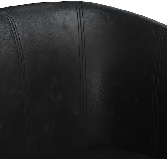 Barrel Sessel aus Kunstleder Black Velvet-Black Metal 70x56x68cm