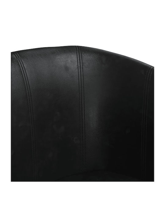Barrel Armchair with Footstool from Leatherette Black 70x56x68cm