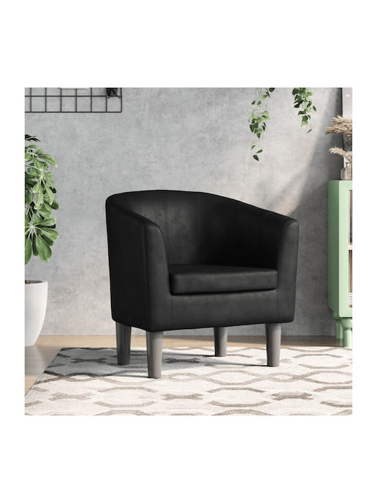 Barrel Armchair from Leatherette Black 70x56x68cm