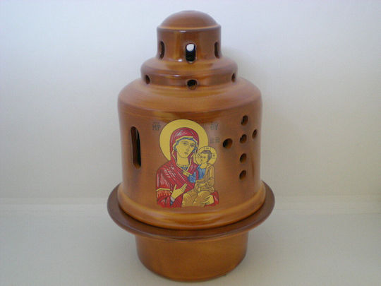 Ton Zylindrische Mittlere Vigilöl-Lampe Jungfrau Maria 1 Stück 8202 Braun