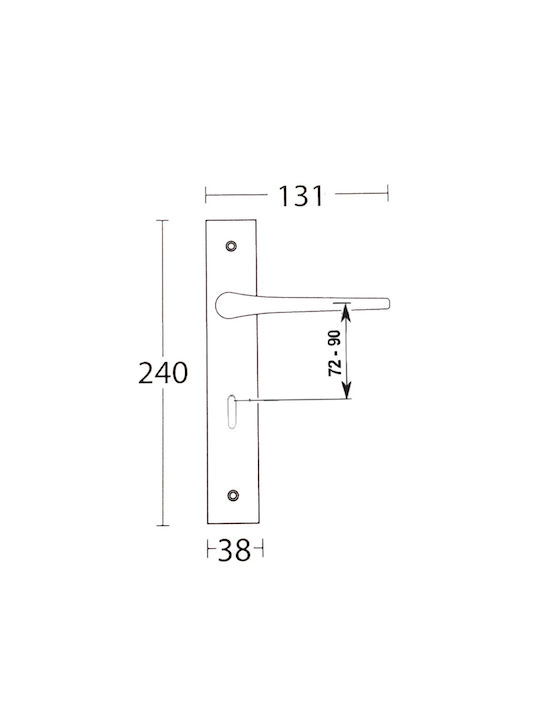 Convex Lever Front Door with Plate Right ICH-13544-ΠΌΜΟΛΟ-ΕΞΏΠΟΡΤΑΣ-ΔΕΞΊ Matt Chrome