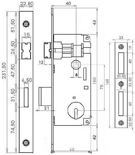 Gevy Doors Recessed Lock Mesoportas with Center 40mm Gold